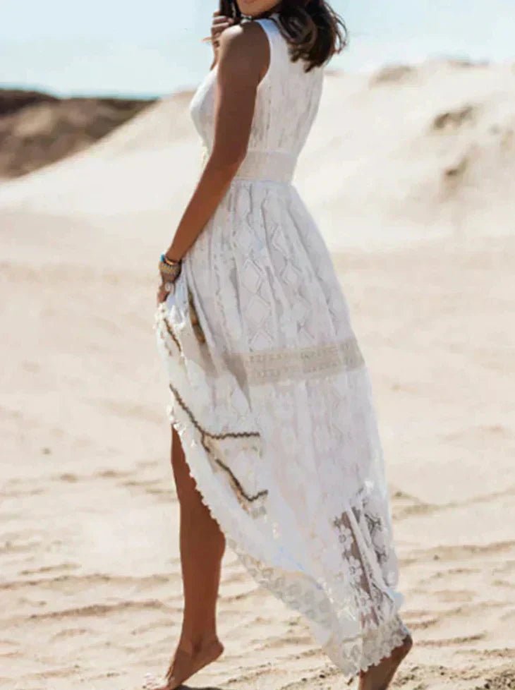 Céleste Boho Maxi Jurk | V-Hals & Kantdetails