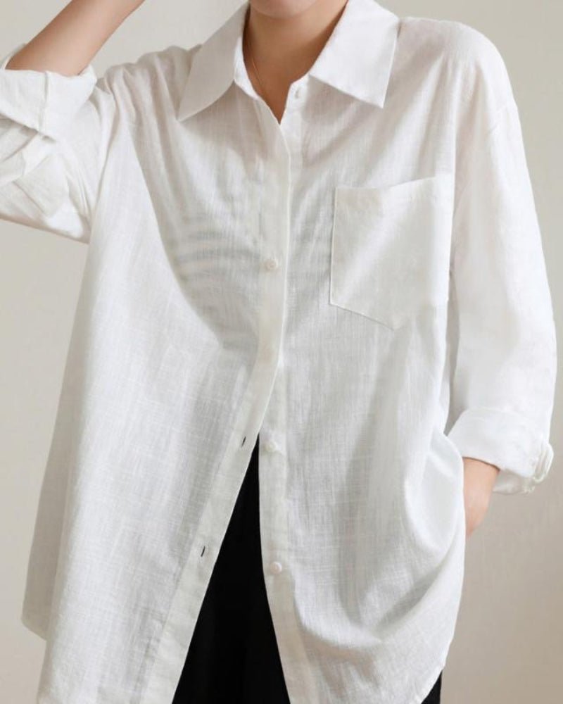 Linnen Blouse | Losse Pasvorm | Lange Mouwen