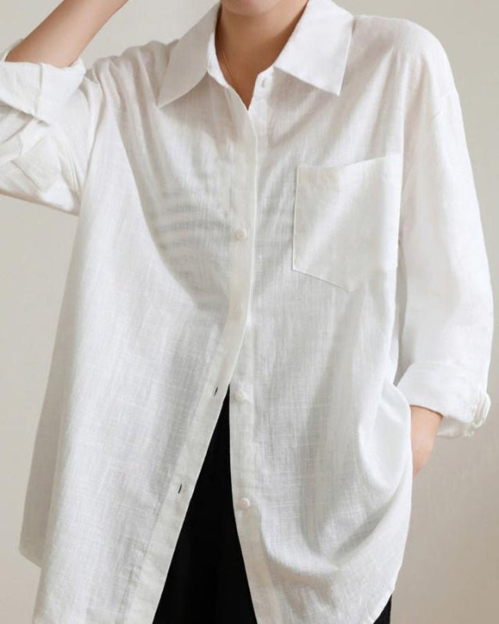 Linnen Blouse | Losse Pasvorm | Lange Mouwen