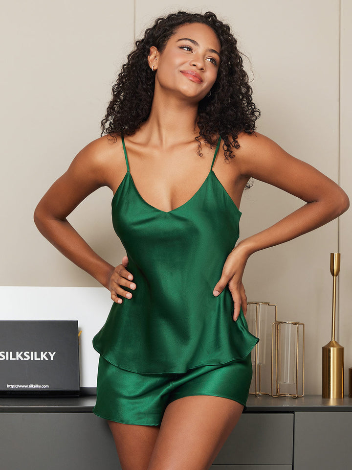 Ontspannen spaghettibandjes camisole set van zuivere moerbeizijde - 16 momme