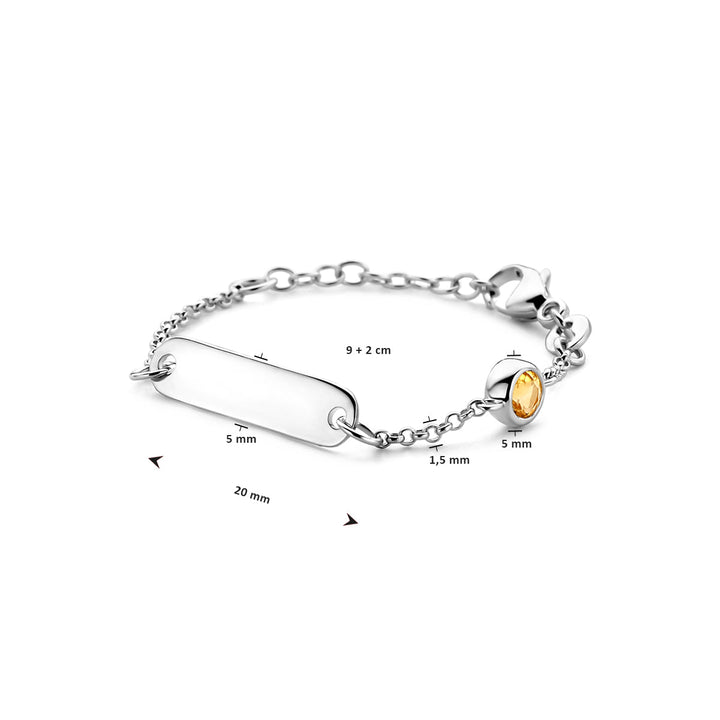 Petite Lumière Armband | Gegraveerd Babyarmbandje met Geboortesteen | Zilver 925