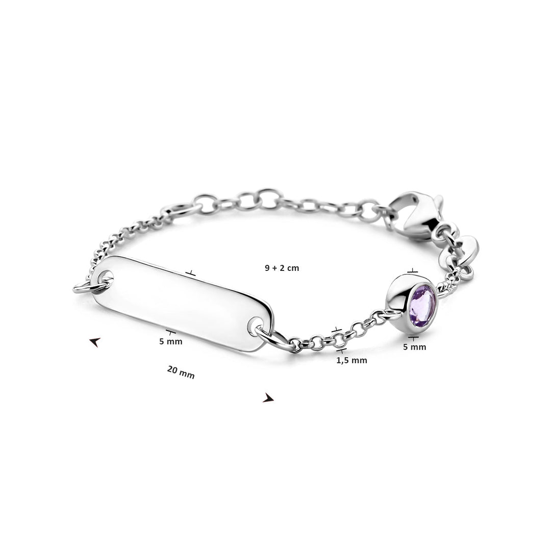 Petite Lumière Armband | Gegraveerd Babyarmbandje met Geboortesteen | Zilver 925