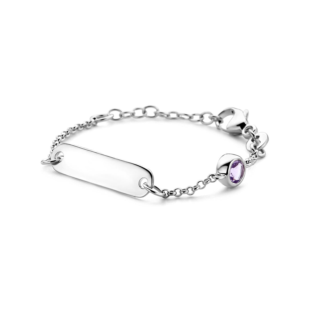 Petite Lumière Armband | Gegraveerd Babyarmbandje met Geboortesteen | Zilver 925
