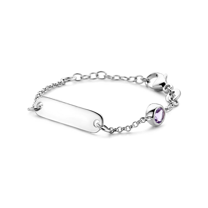 Petite Lumière Armband | Gegraveerd Babyarmbandje met Geboortesteen | Zilver 925