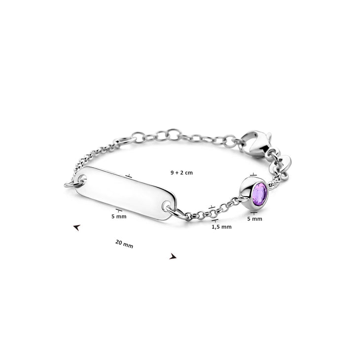 Petite Lumière Armband | Gegraveerd Babyarmbandje met Geboortesteen | Zilver 925