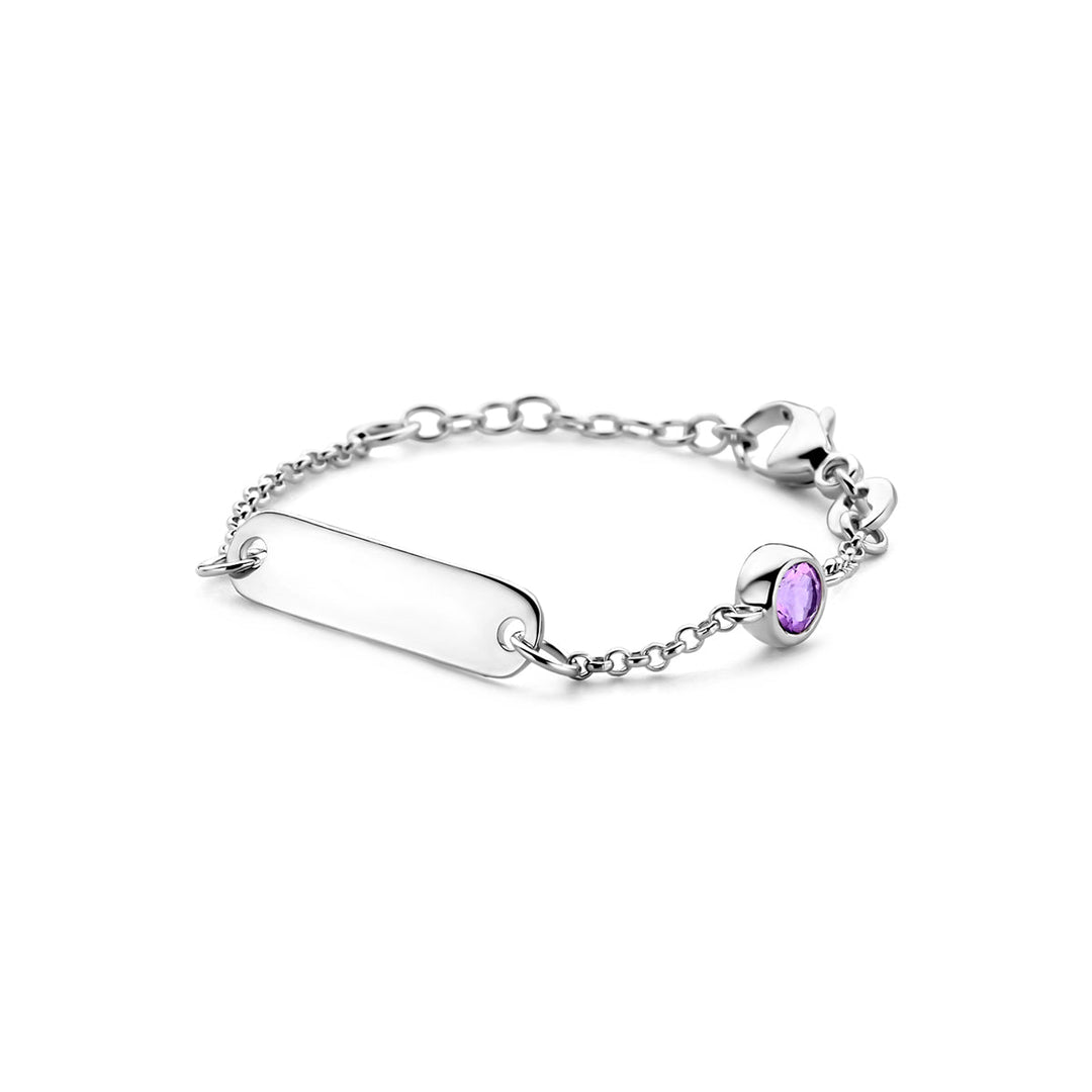 Petite Lumière Armband | Gegraveerd Babyarmbandje met Geboortesteen | Zilver 925