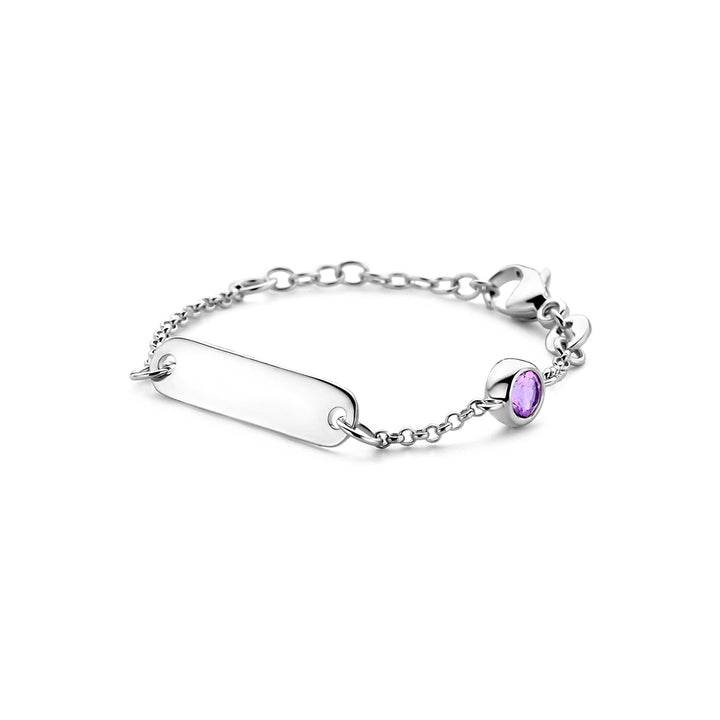 Petite Lumière Armband | Gegraveerd Babyarmbandje met Geboortesteen | Zilver 925
