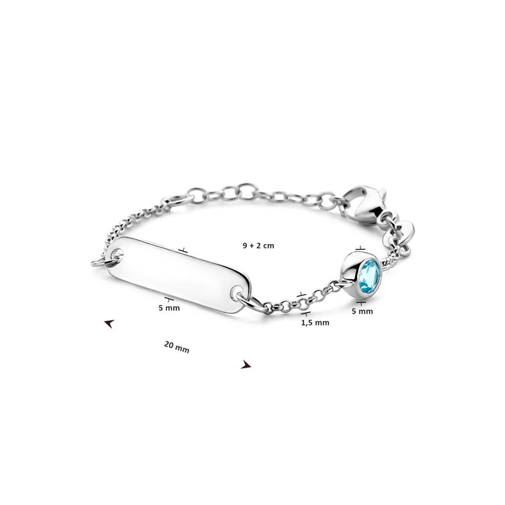 Petite Lumière Armband | Gegraveerd Babyarmbandje met Geboortesteen | Zilver 925